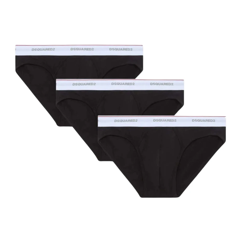 Dsquared2 Mannelijk Zwart Ondergoed Heren, M, Katoen, 3-Pack Katoen Stretch Briefs