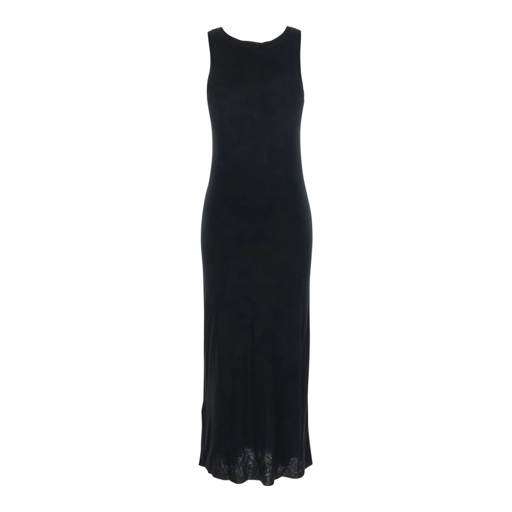 Semicouture Zwarte Mouwloze U-Hals Modale Jurk Black Dames