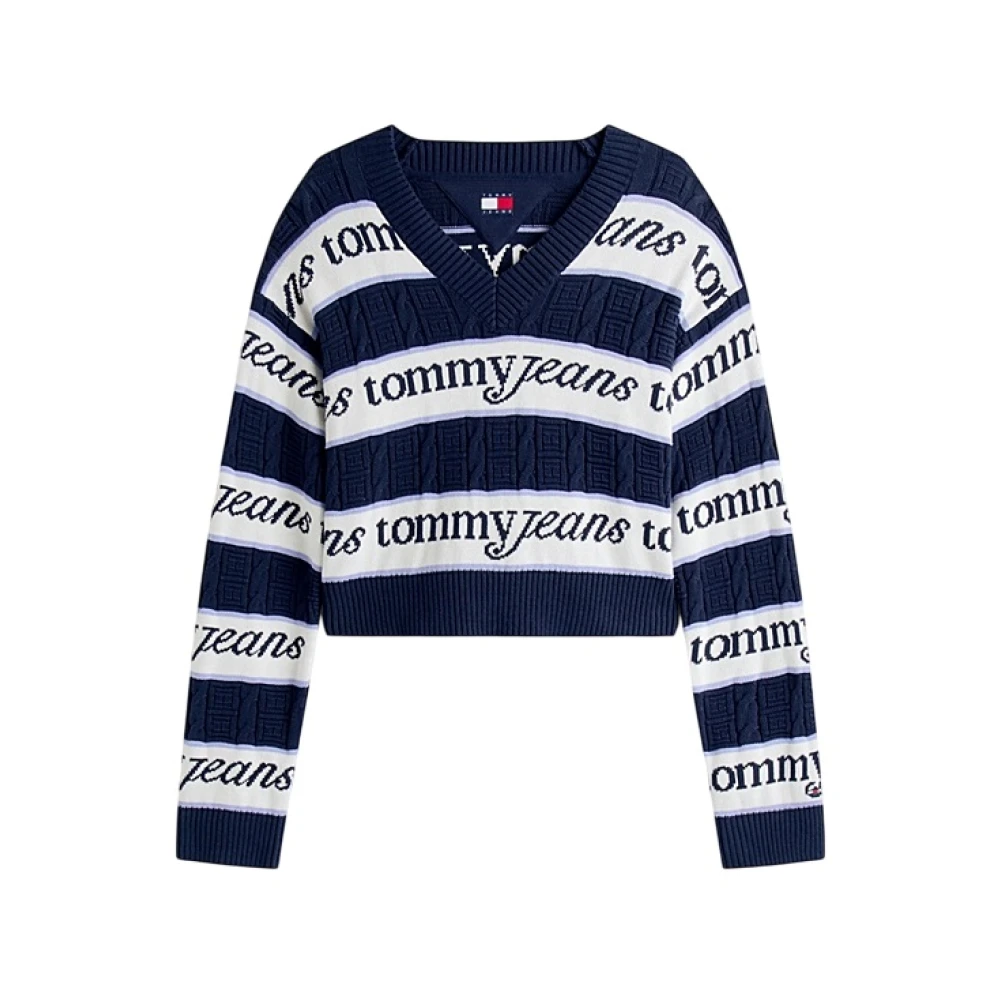 Tommy Jeans Women's Multicolor V-Neck Knitwear, Xs, Cable-Knit V-Neck Jumper
