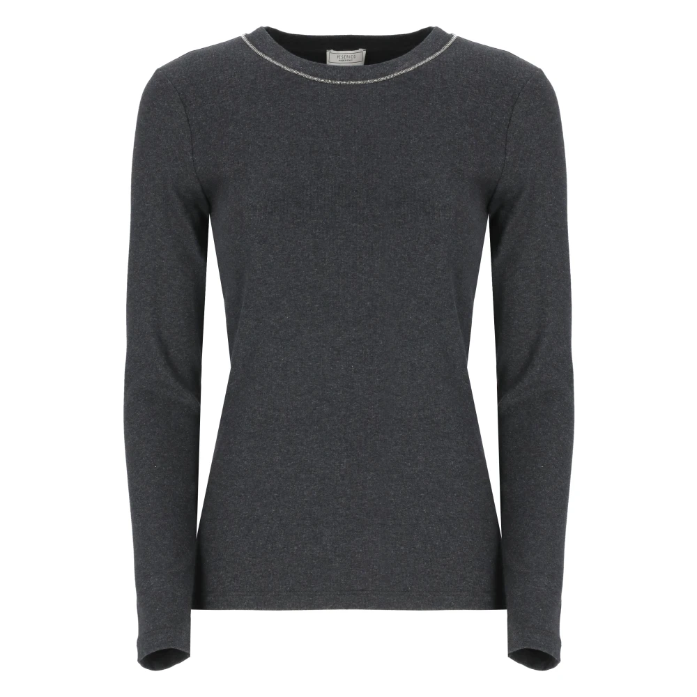 PESERICO Donkergrijze Katoenen T-shirt voor Vrouw Gray Dames
