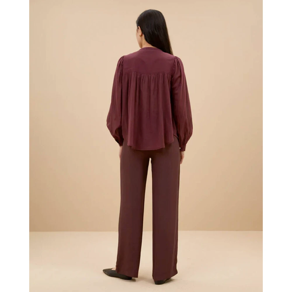 By-Bar Voile Blouse Lange Mouw Meggie Purple Dames