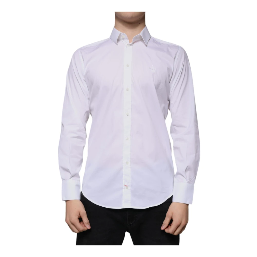 Dolce & Gabbana Men's White Formal Shirts, M, Slim Fit Dress Shirt, Classic Collar