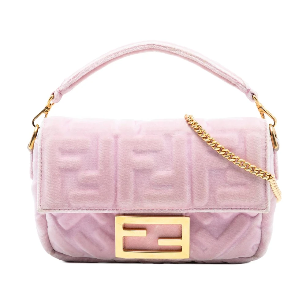 Fendi Vintage Women's Pink Pre-Owned Velvet Baguette Bag