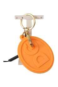 Orange Rubber DG Logo Gold Brass Metal Keychain