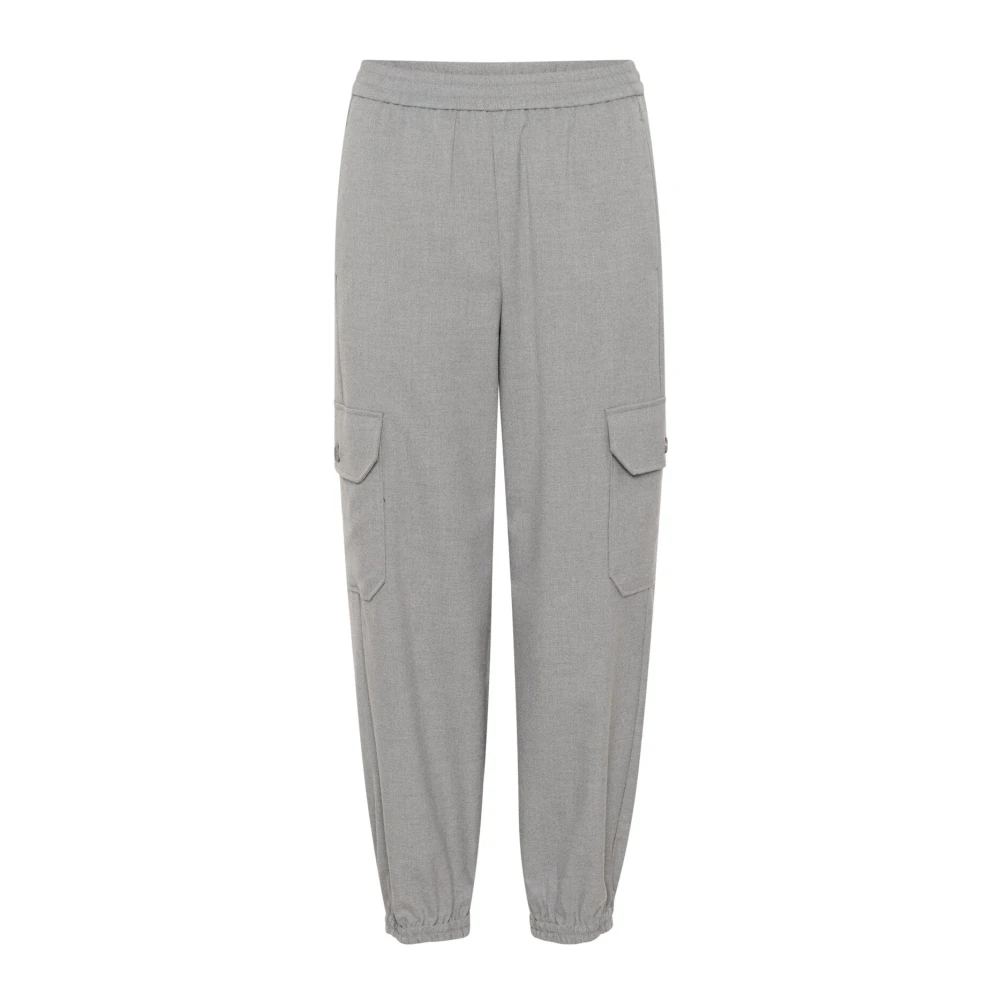 Part Two Donna Grigio Pantaloni Grigi Melange Con Vita Elastica