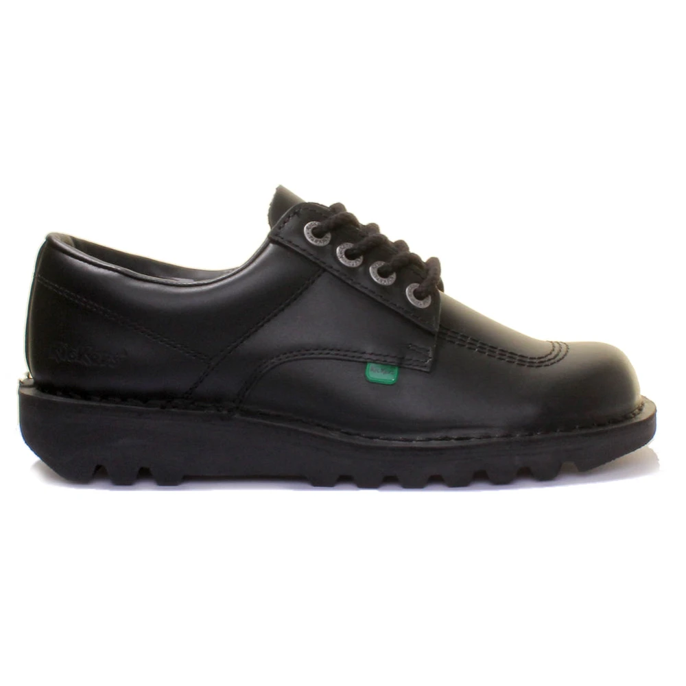 Kickers Black Low Cut Leather Shoes - Male - Laced Shoes - Black - 7 Uk - Shoes