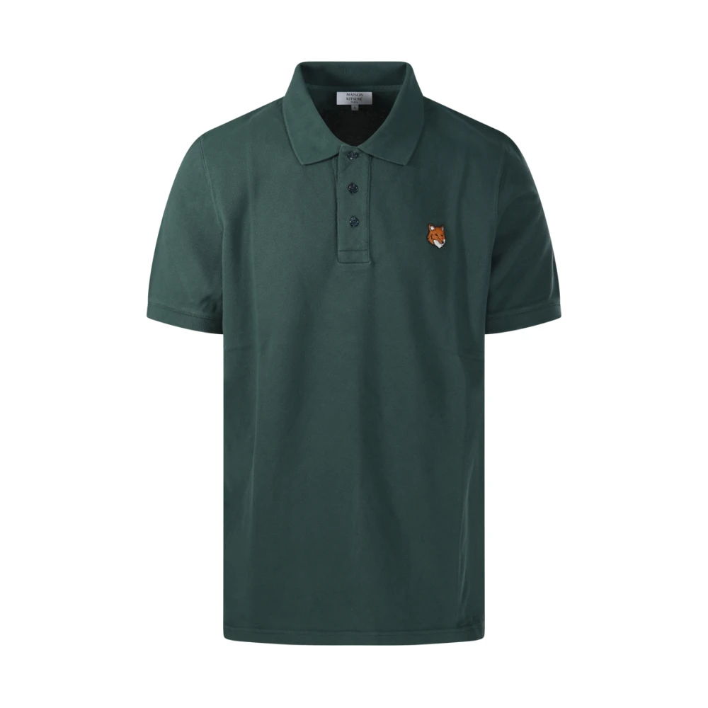 Maison Kitsuné Men's Green Polo Shirts, S, Fox Head Regular Polo