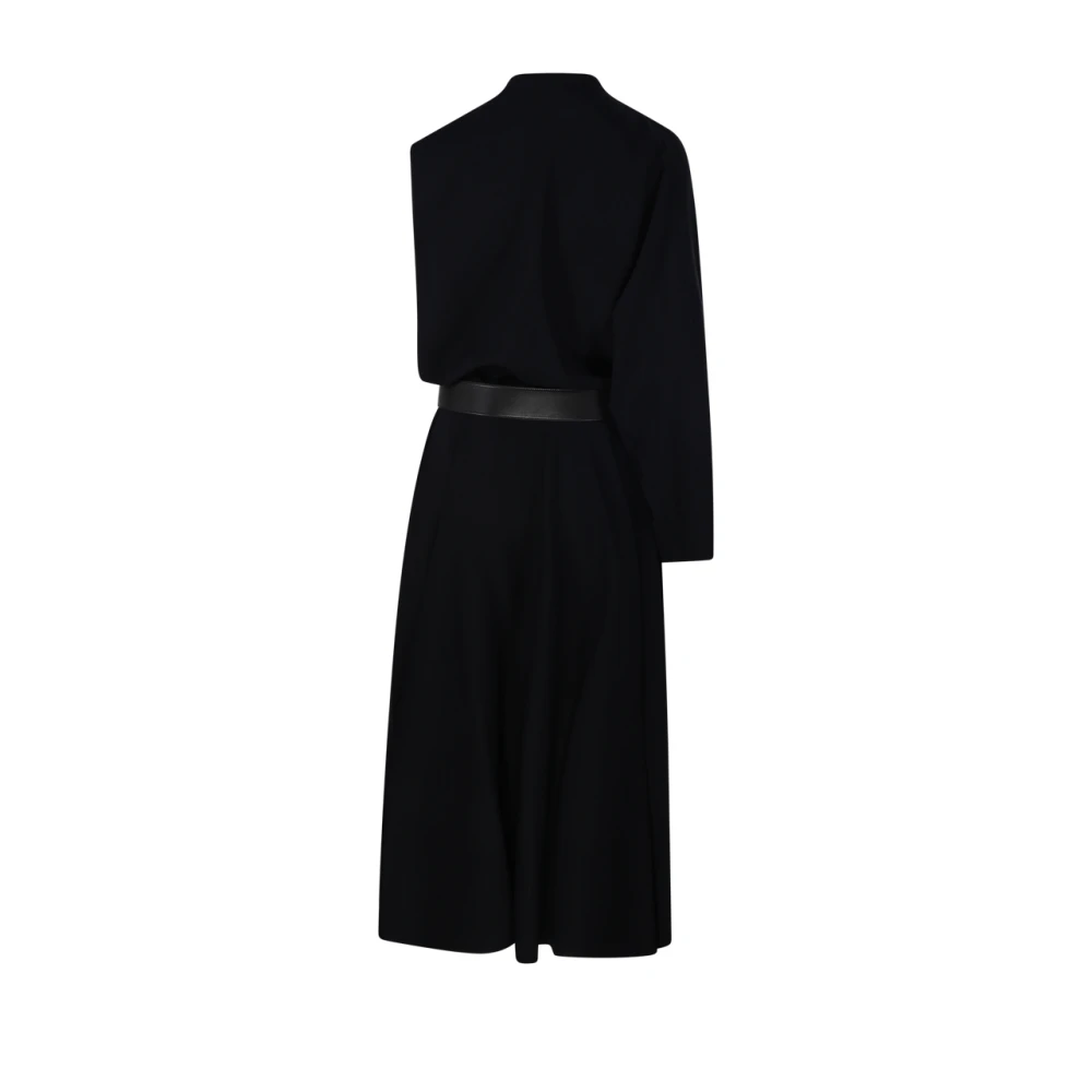 Alaïa Zwarte Jurk met Riem en Lange Mouwen Black Dames
