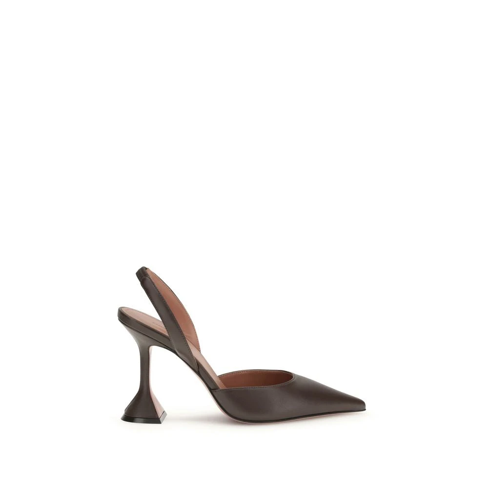 Amina Muaddi Brun Holli 95Mm Pointed Slingback Pumps