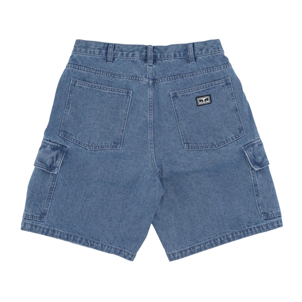 Obey Cargo Denim Shorts Licht Indigo Blue Heren