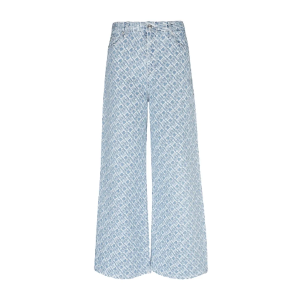 Tommy Hilfiger Jacquard Wide Leg Jeans Blue Dames
