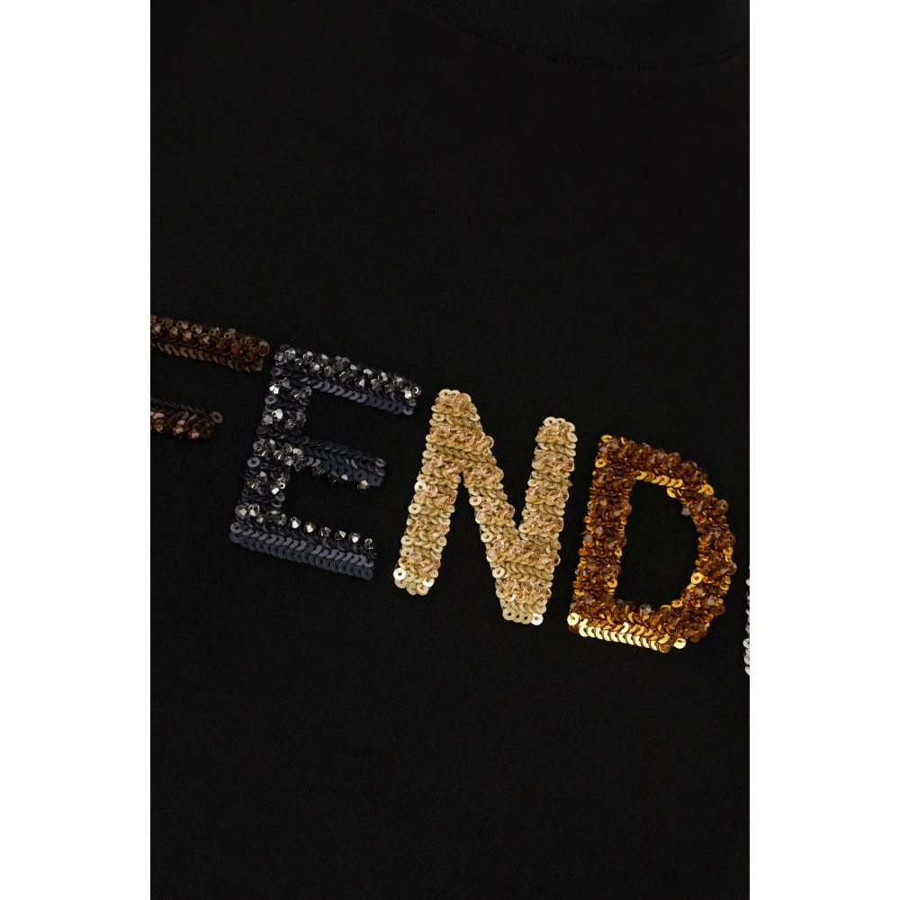 Fendi Casual Katoenen T-Shirt voor Mannen Black Dames