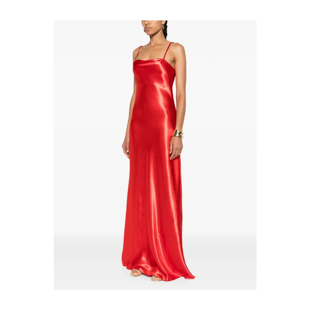 Forte Hibiscus Shining Satin Slip Jurk Orange Dames