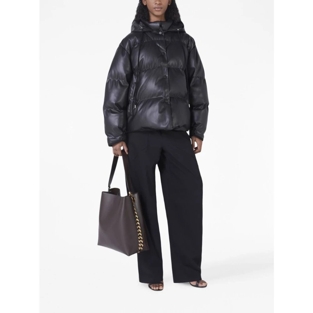 Stella Mccartney Zwarte Eco-Leren Pufferjas Black Dames