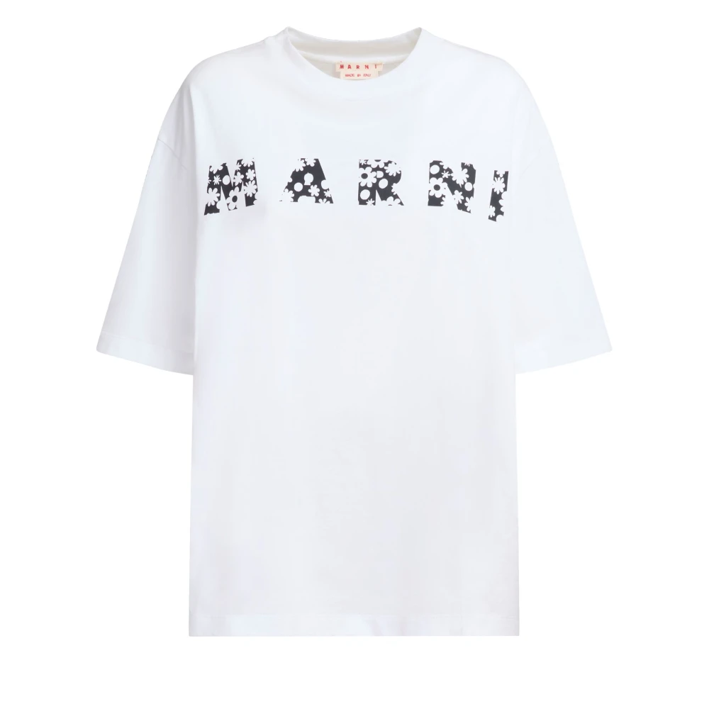 Marni Women's White Logo Print Short Sleeve T-Shirt