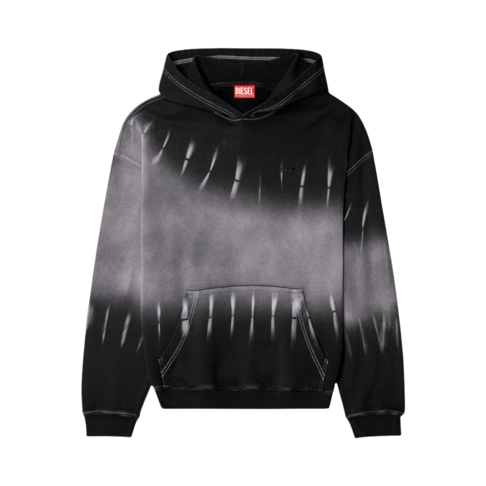 Diesel Zwarte Tie-Dye Hoodie Relaxte Pasvorm Black Heren