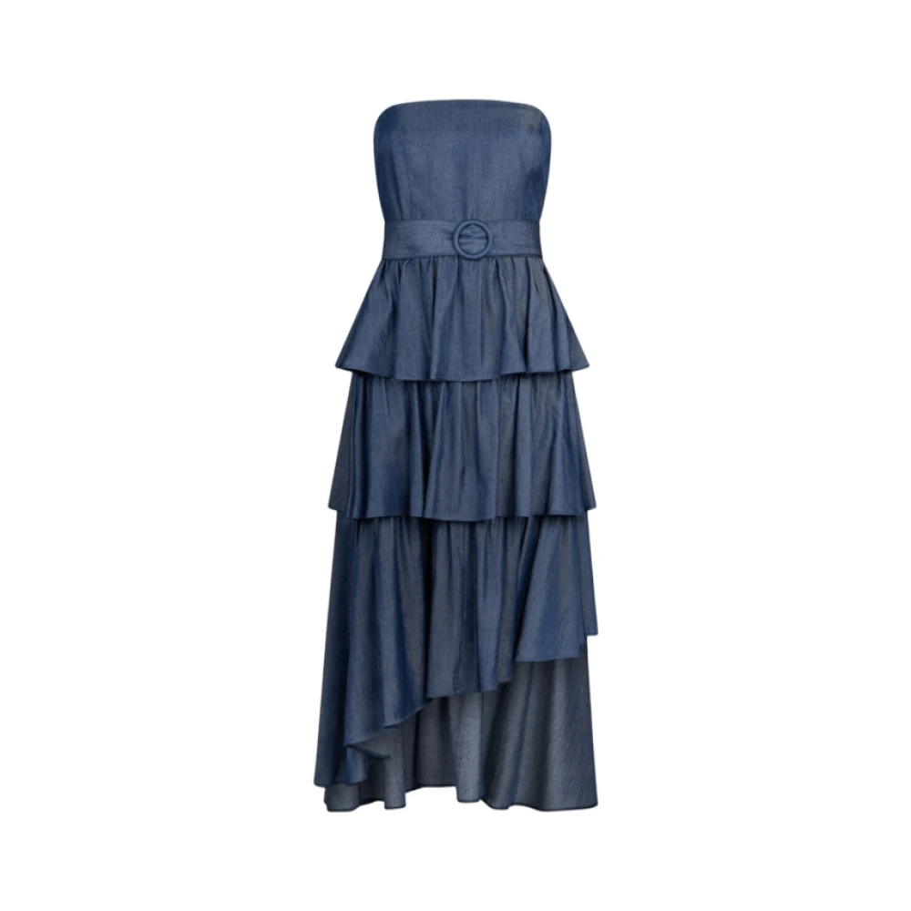 Liu Jo Femme Bleu Robes, Taille: 44 Fr Robe Midi Asymétrique