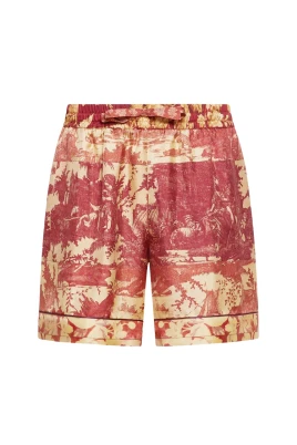 Aloe Drawstring Print Silk Shorts