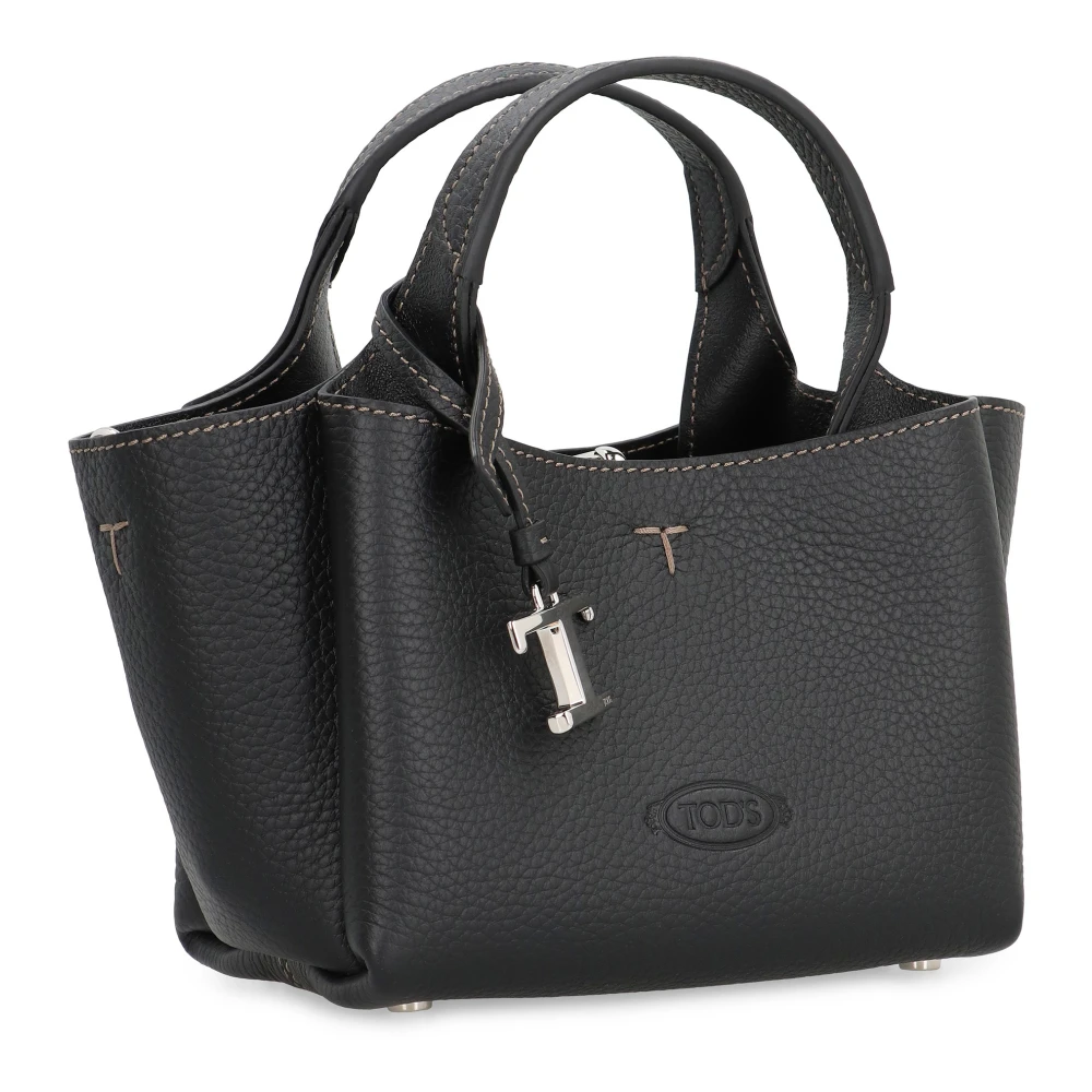 TOD'S Leren handtas met afneembare bedel Black Dames