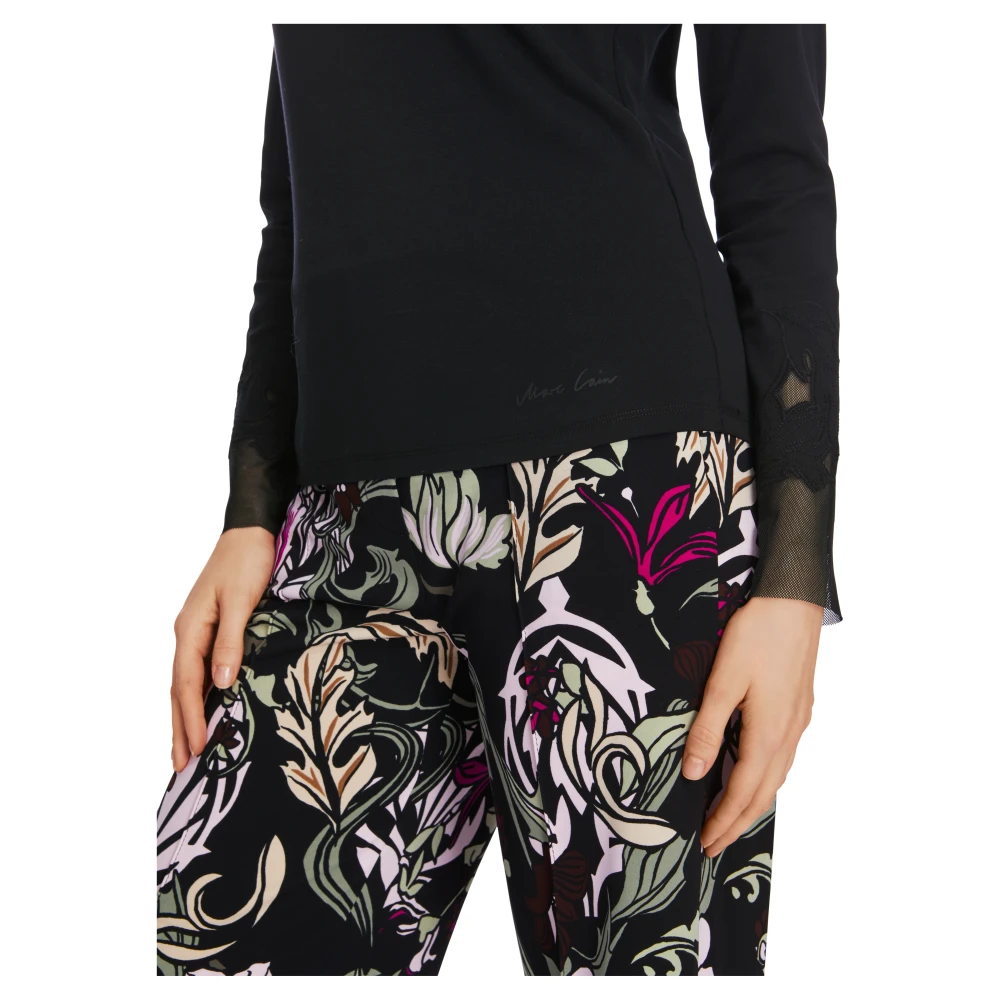 Marc Cain Bloemenkant T-shirt Black Dames