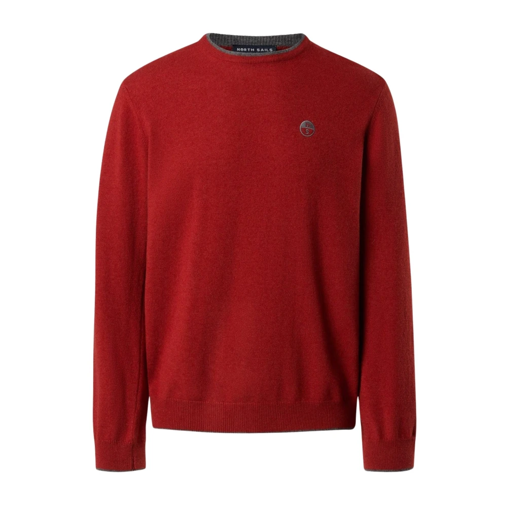 North Sails Men's Red Round-Neck Knitwear, L, Girocollo Logo Jumper