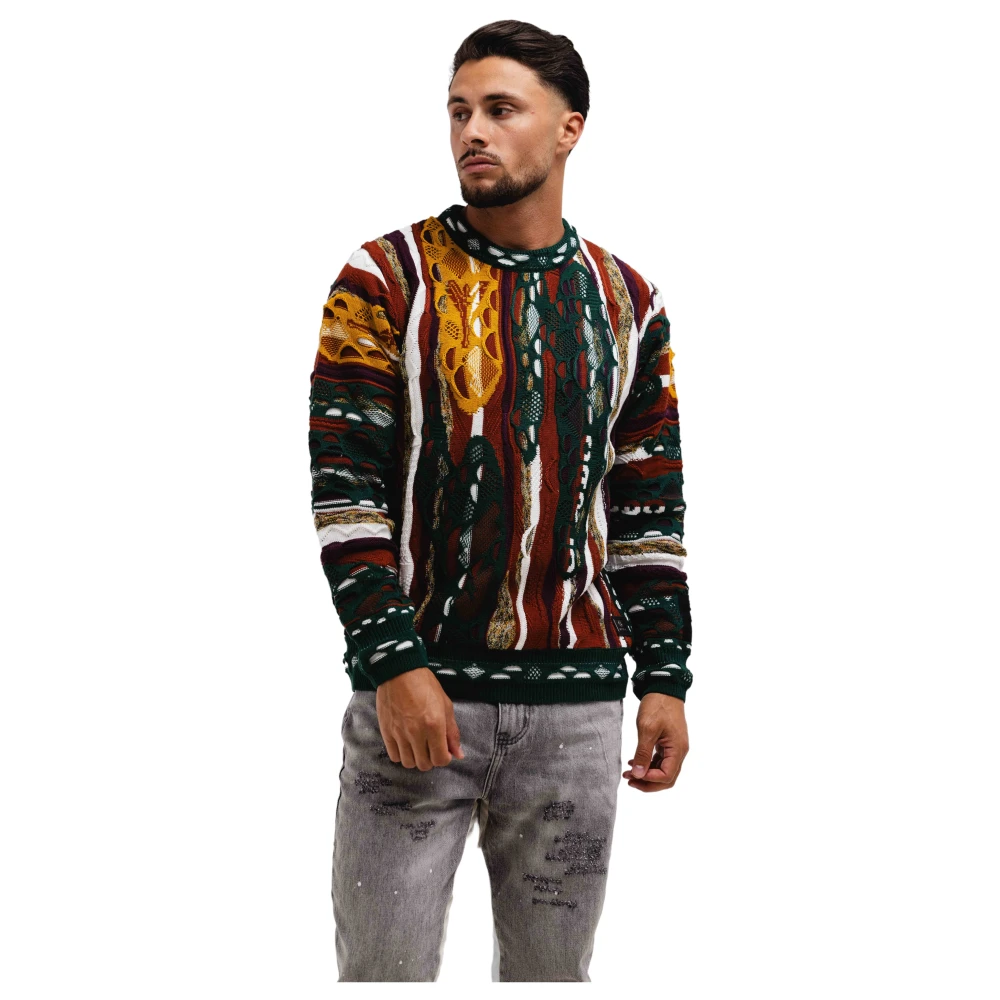 Carlo colucci Groene Sweater Heren Trendy Patroon Multicolor Heren