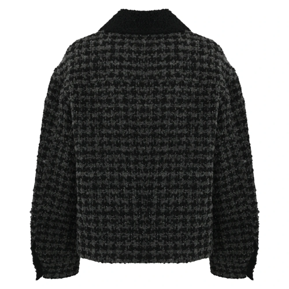 MC2 Saint Barth Zwart Tweed Overshirt met Lurex Details Black Dames