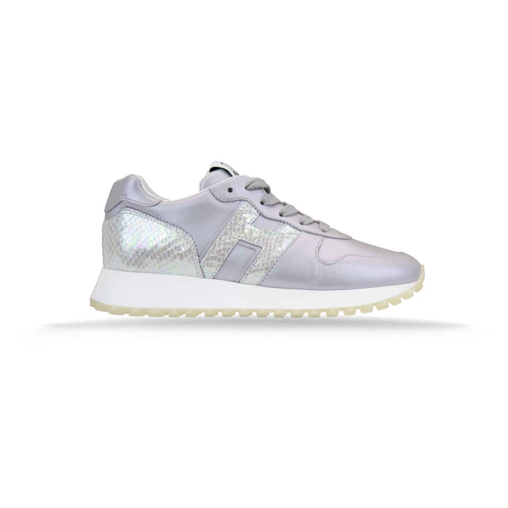 Hogan Leren Vetersneakers met Logopatch Dames Schoenen Paars