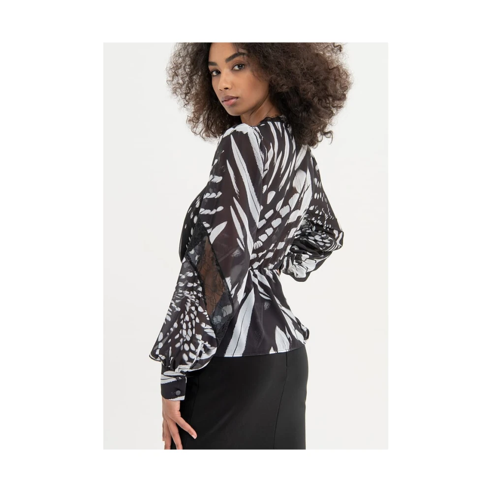 Fracomina Georgetteblouse met dierenprint Black Dames