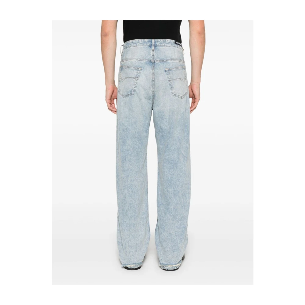 Balenciaga Wijde denim jeans in lichtblauw Blue Heren