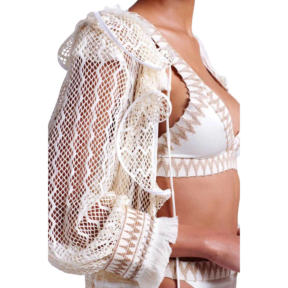 Patbo Elegante Kant Kimono met Ruches White Dames