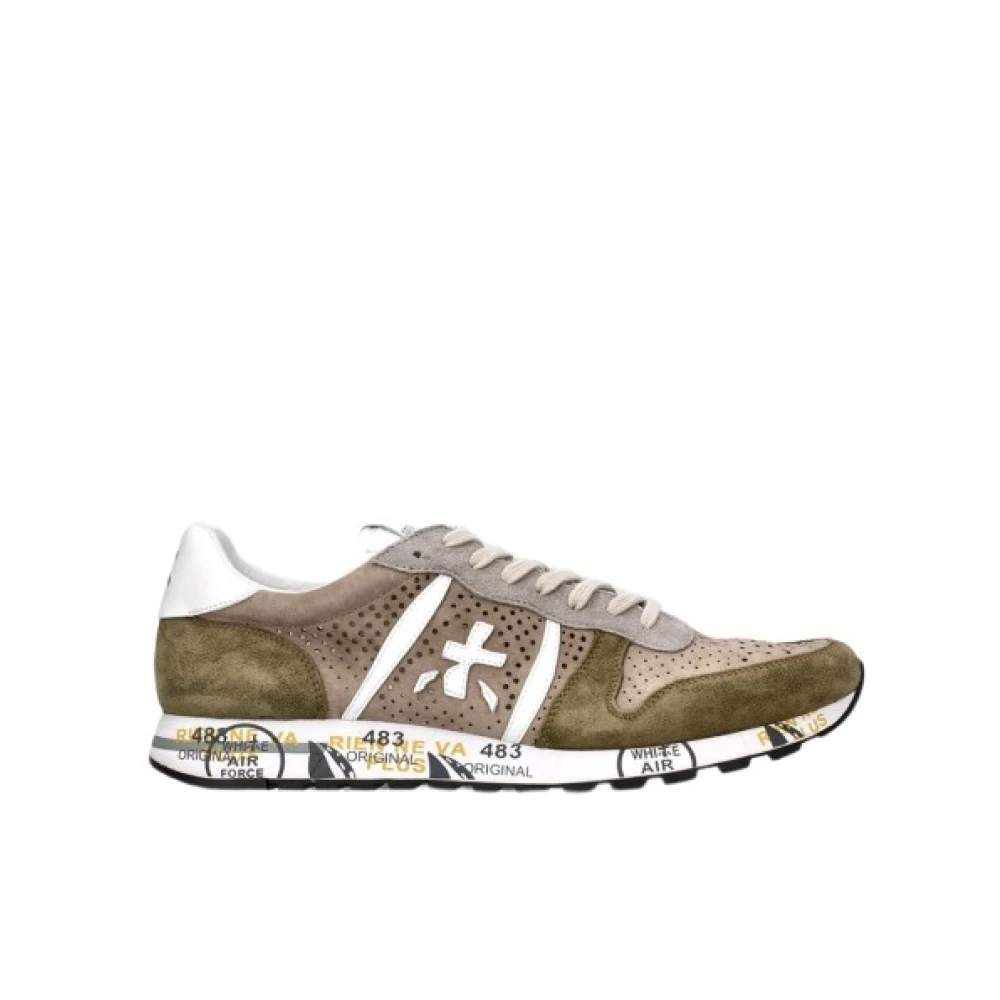 Premiata Herr Eric Sneakers i Blandat Mocka eller Kalvskinn Green, Herr