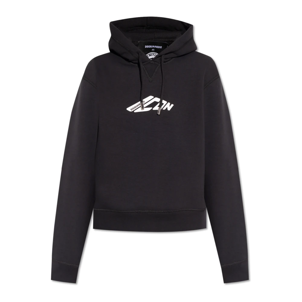 Dsquared2 Black Printed Sweatshirt - Female - Hoodies - L - Sweatshirts & Hoodies