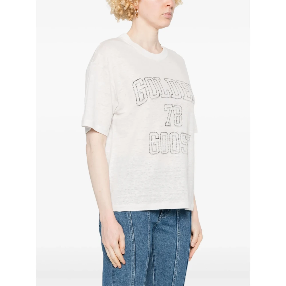 Golden Goose T-shirt met logo-print White Dames