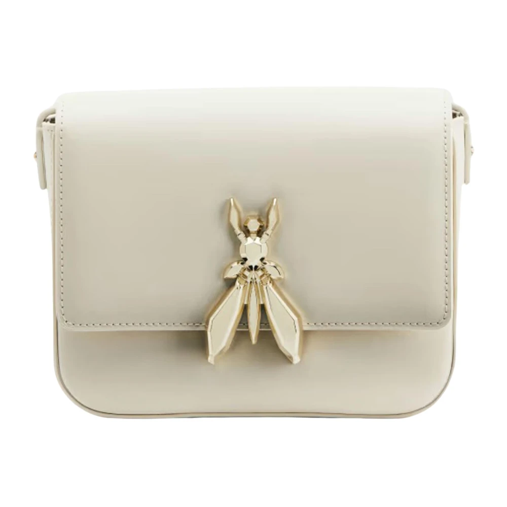 Patrizia Pepe Femme Blanc Sacs, Taille: One Size Essential Fly Leather Shoulder Bag