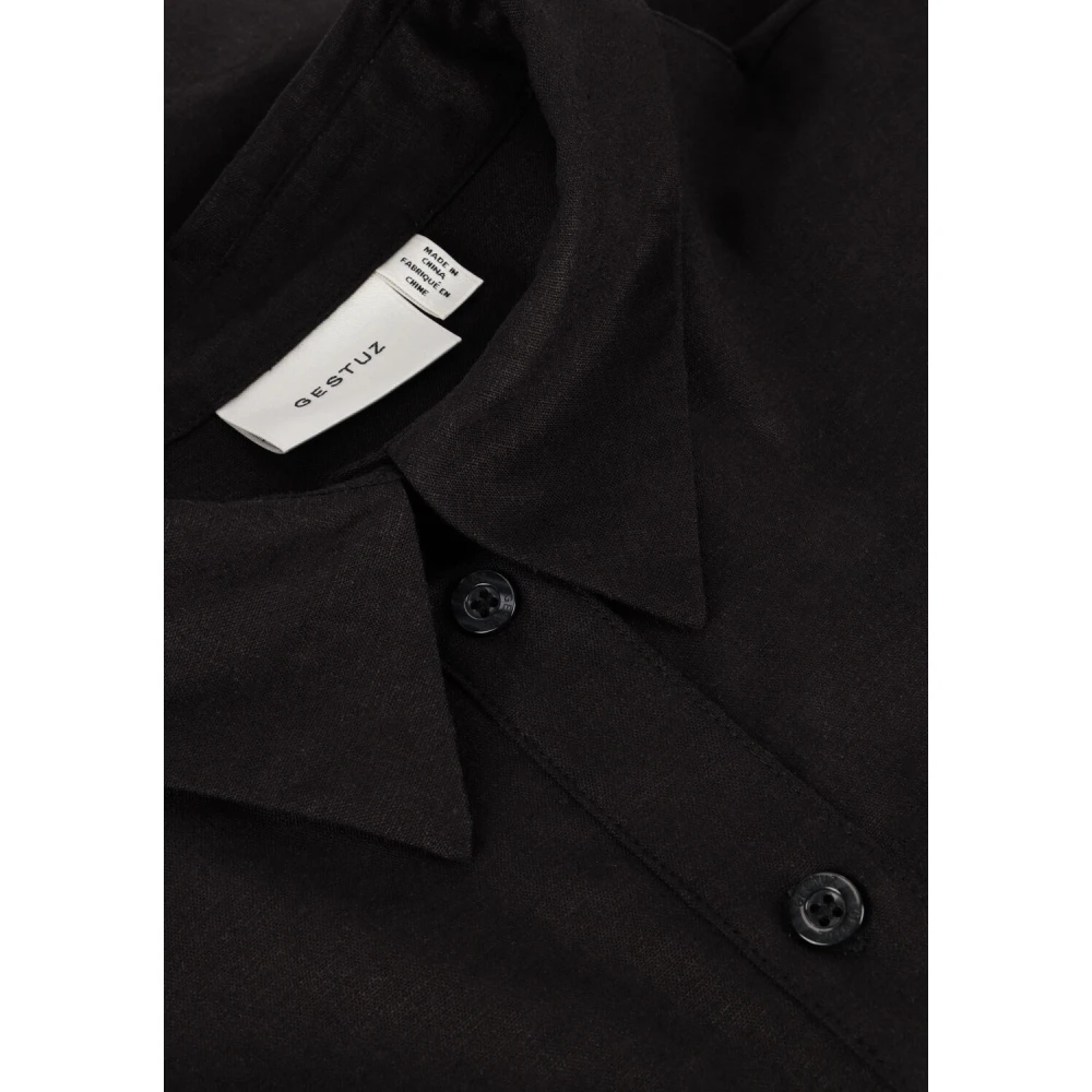 Gestuz Zwarte Linnen Blouse voor Vrouwen Black Dames