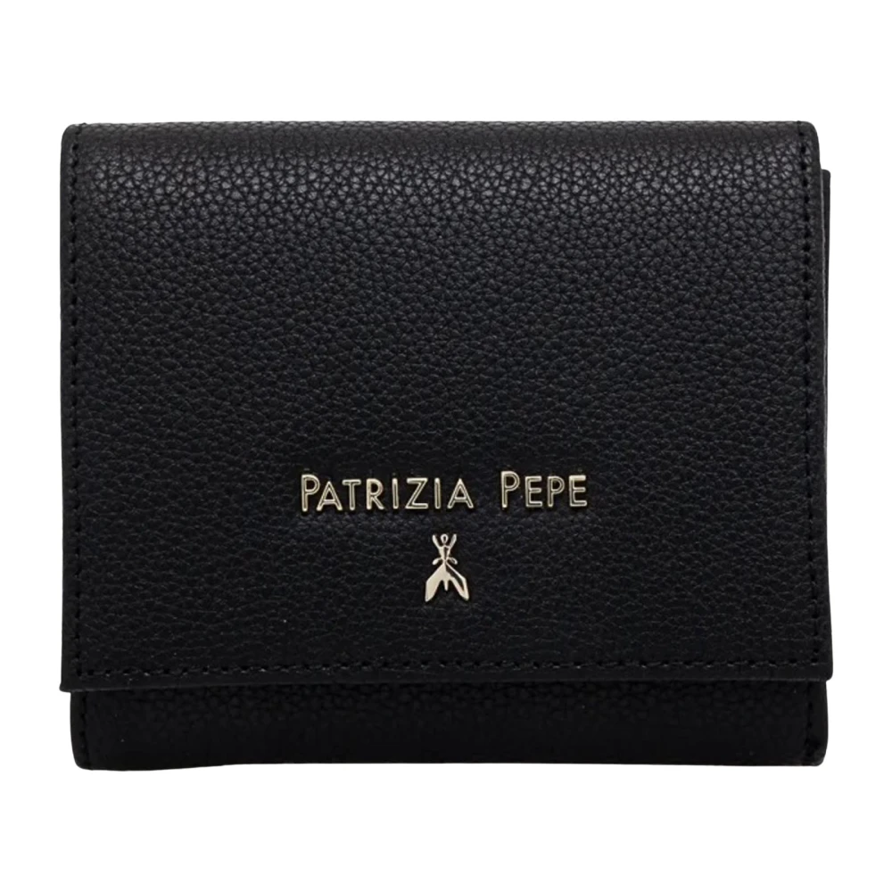 PATRIZIA PEPE Zwarte Damesportemonnee Met Drukknoop Black Dames