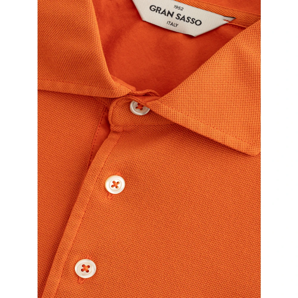 Gran Sasso Lange Mouw Piqué Polo Shirt Orange Heren