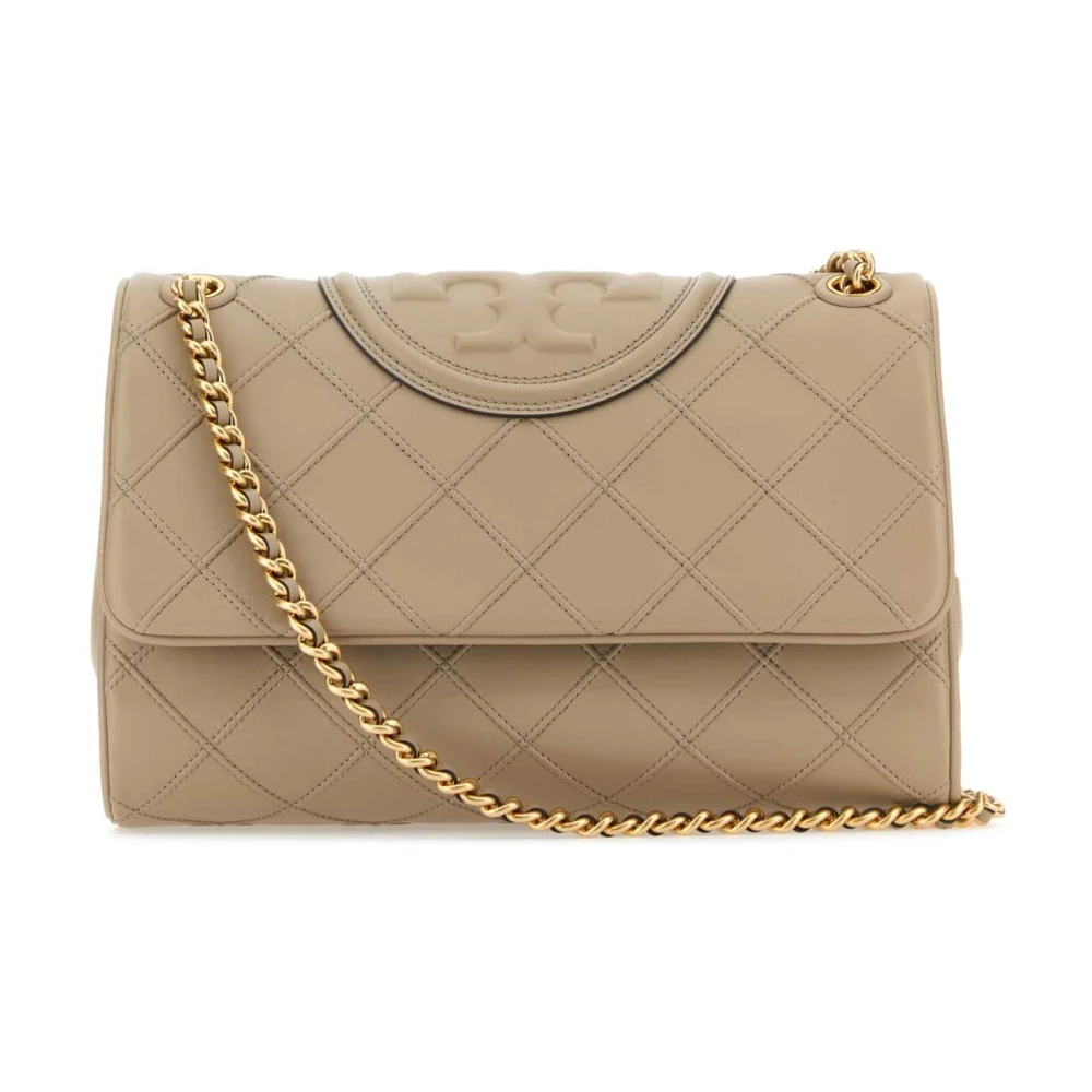 TORY BURCH Fleming Schoudertas in Cappuccino Leer Brown Dames