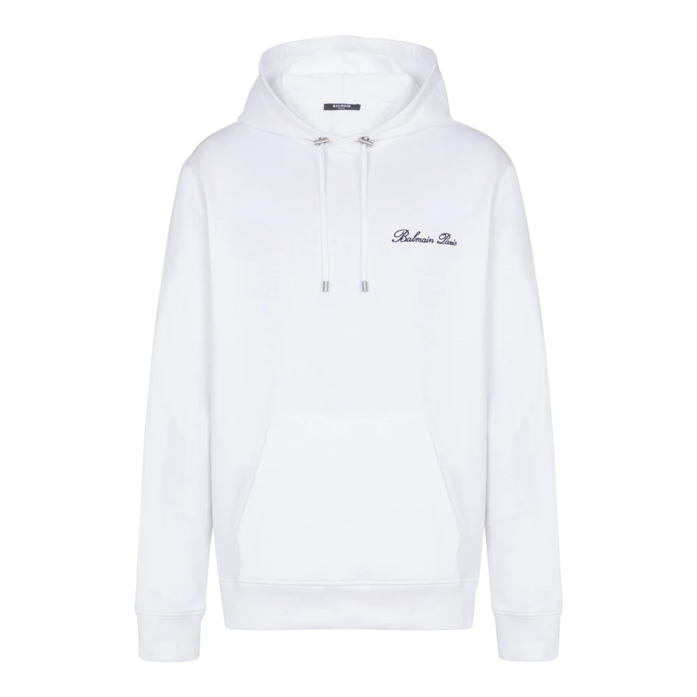 Balmain White Bamain Signature Hoodie - Male - Hoodies - M - Sweatshirts & Hoodies
