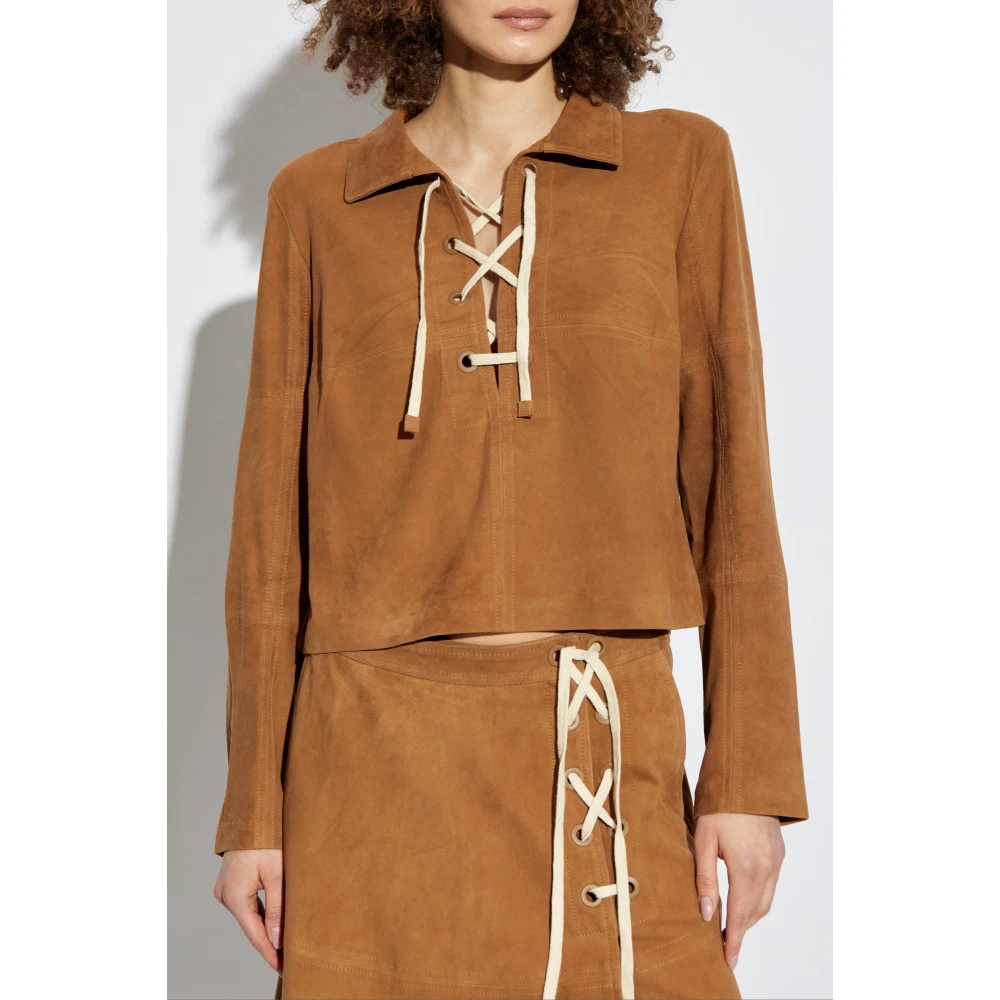 Munthe Suede top 'Finaz' Brown Dames