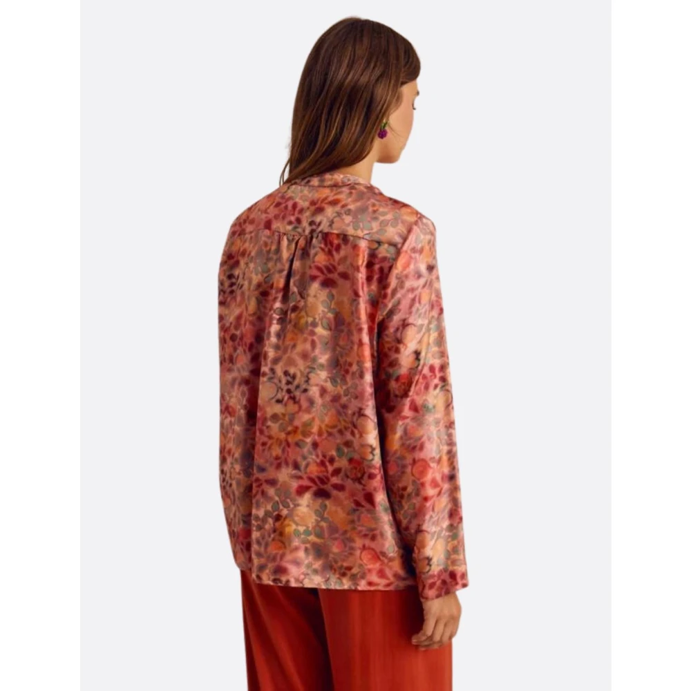 Momoni Zijden Bedrukte Blouse Red Dames