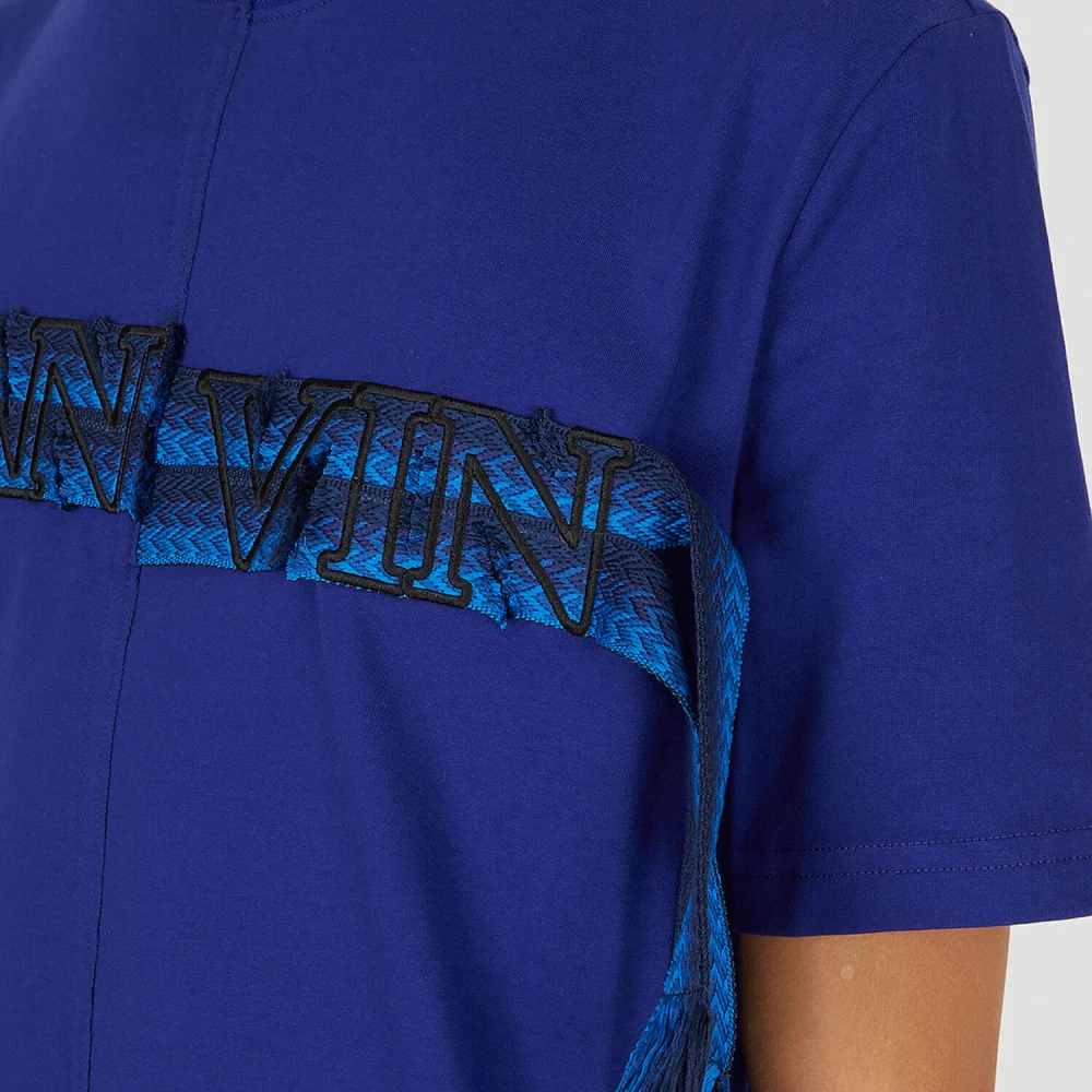 Lanvin Asymmetrisch Logo T-shirt Blue Heren