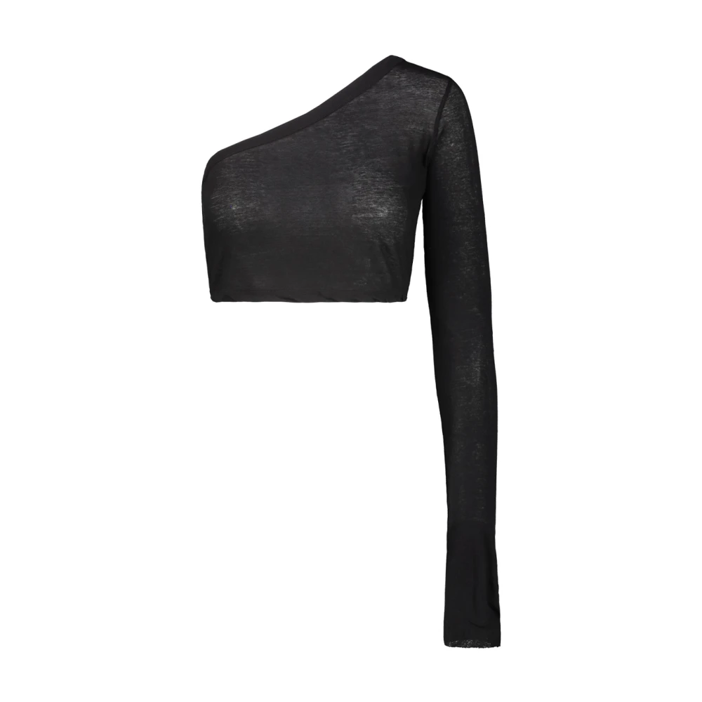 Rick Owens Ziggy Cropped One Shoulder Top Black Dames