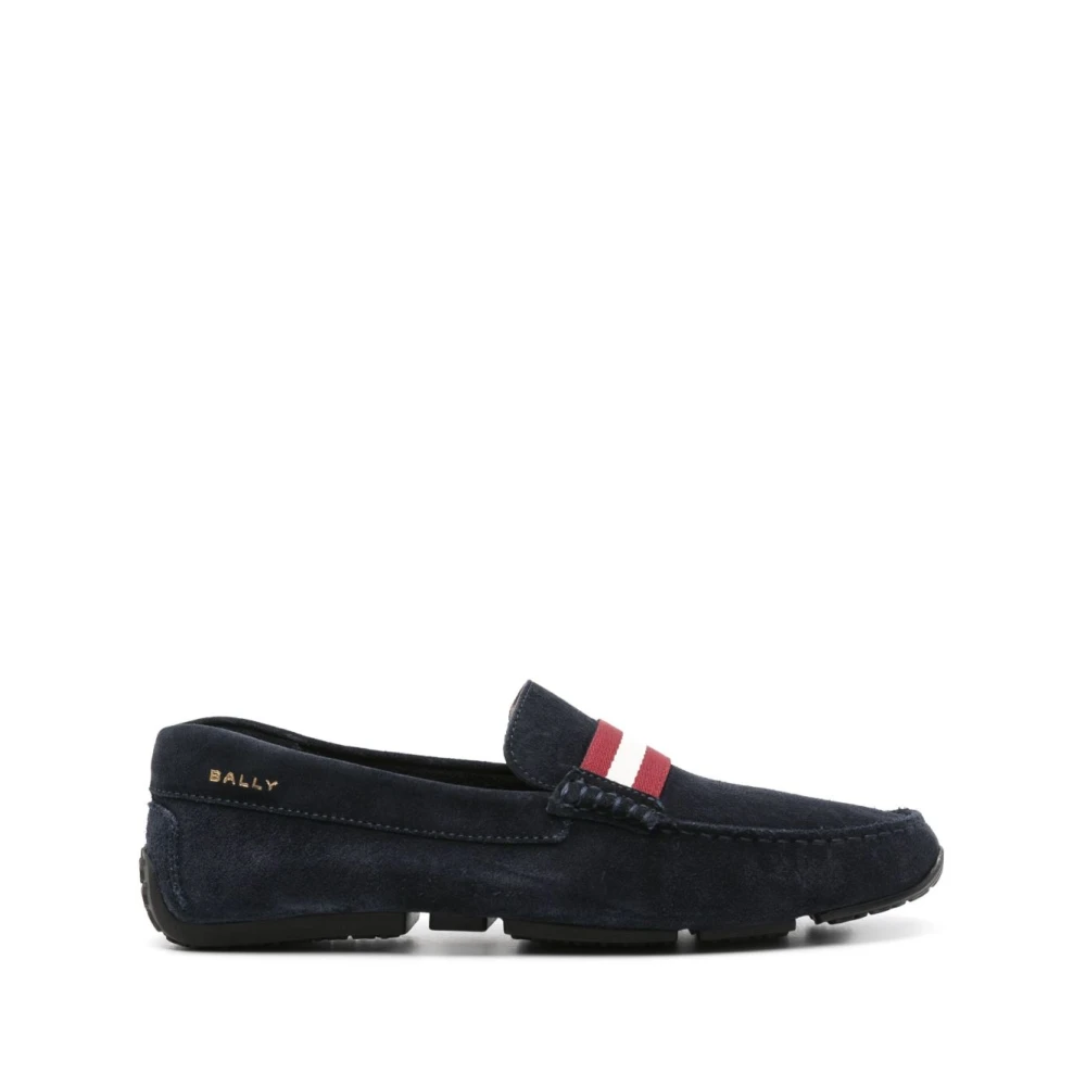 Bally Marinblå Mocka Slip-On Skor Black, Herr