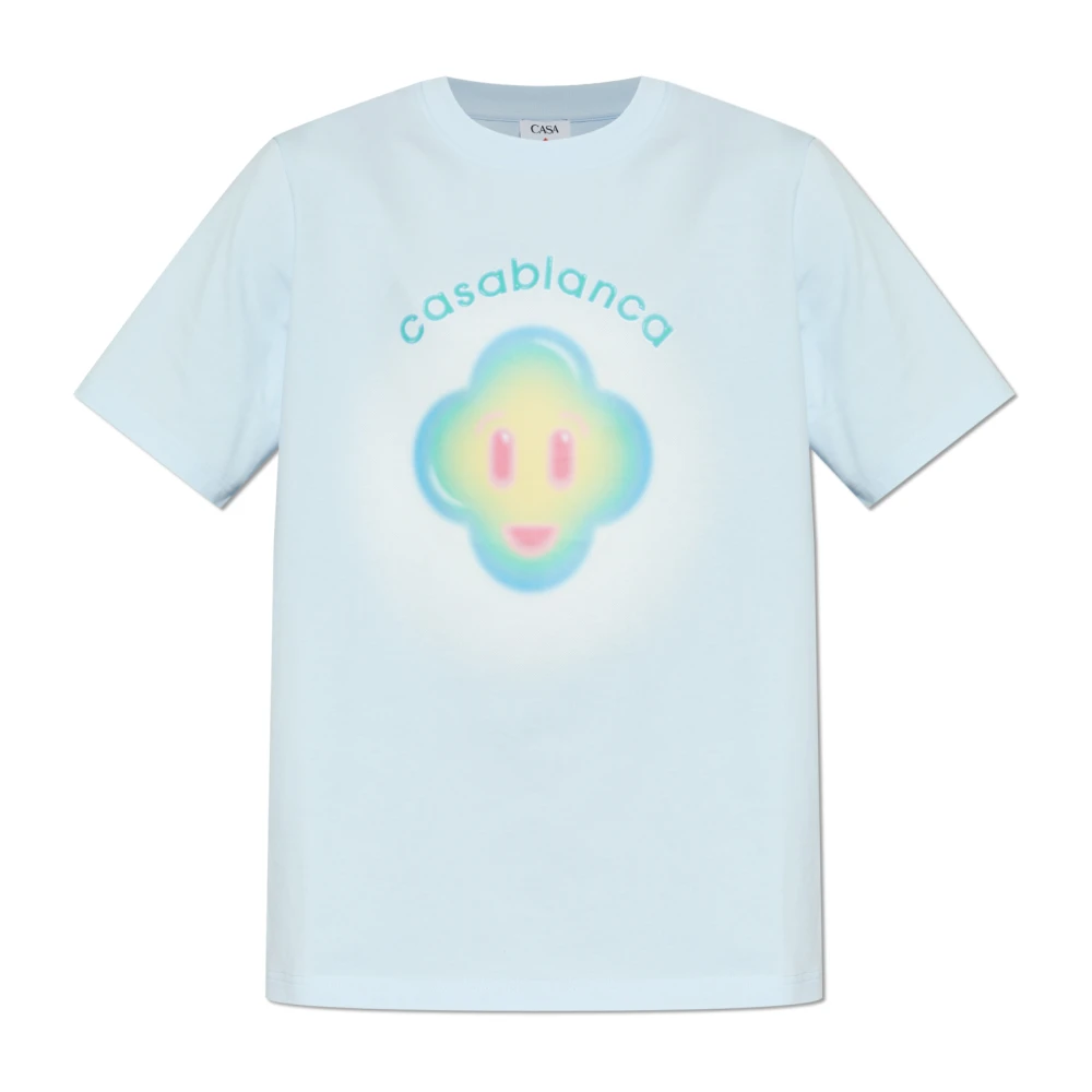Casablanca Men's Blue T-Shirts, L, Airbrush Smiley T-Shirt