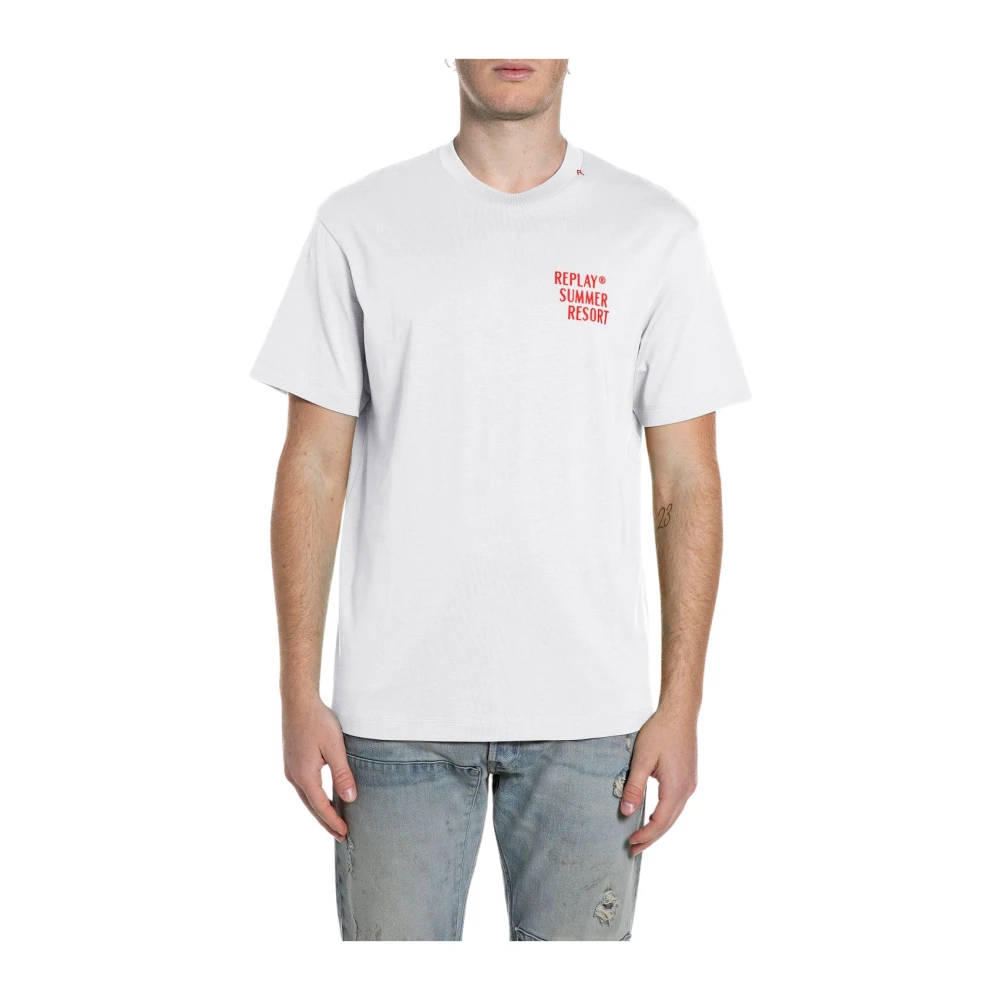 Replay Men's White Crew Neck T-Shirt - T-Shirts - L - Tops