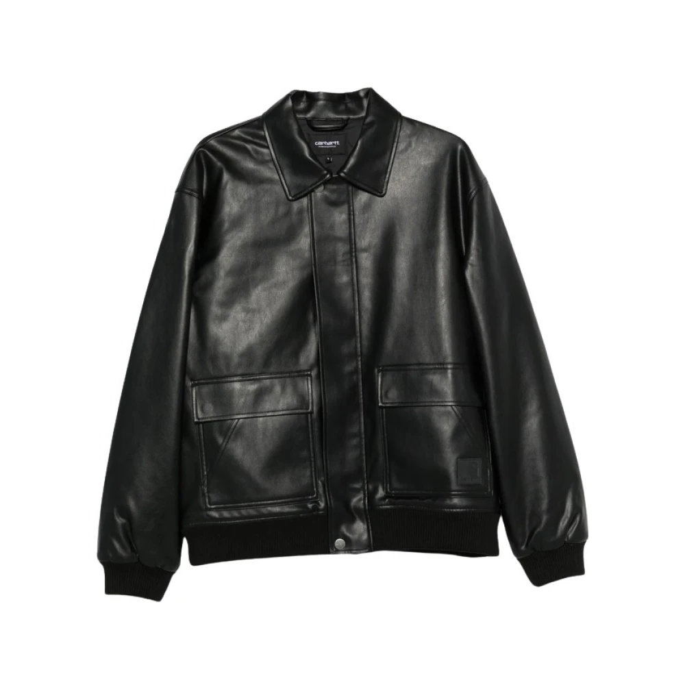 Carhartt Wip Uomo Nero Arizona Giacca Trucker In Pelle Sintetica Nera - Immagine 9