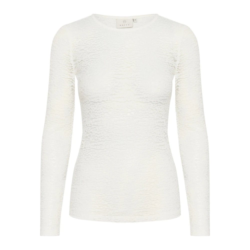 Kaffe Kanten T-shirt top met boothals White Dames