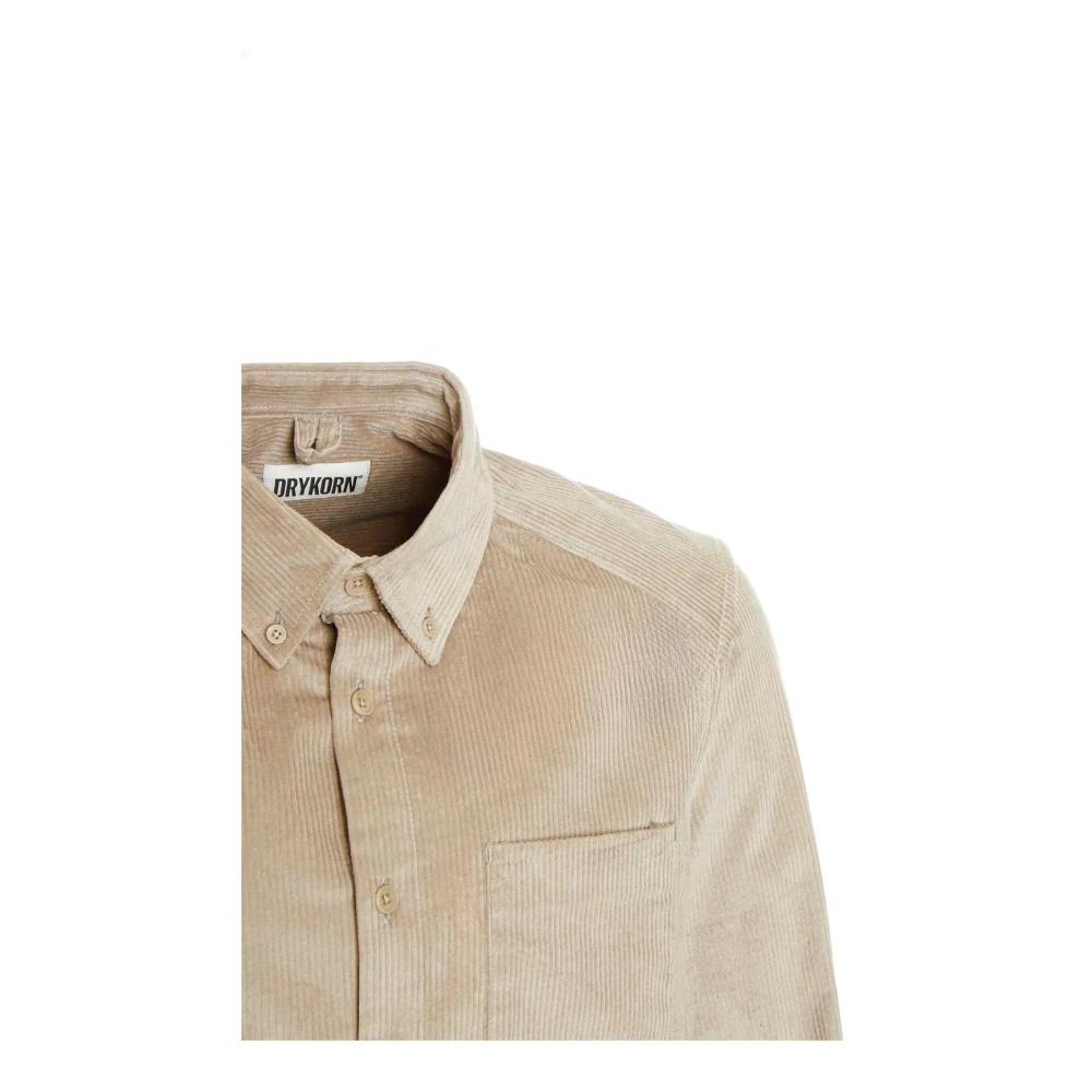drykorn Ribfluwelen Overhemd met Button-Down Kraag Beige Heren